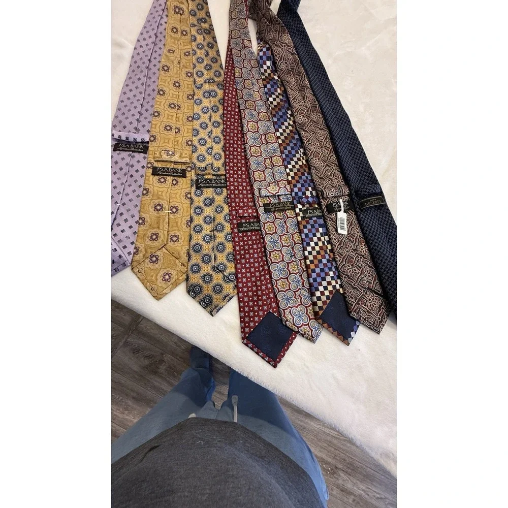 Jos A Bank Mens Silk Tie Lot 8 Signature Executive Reserve Neckties Patterned